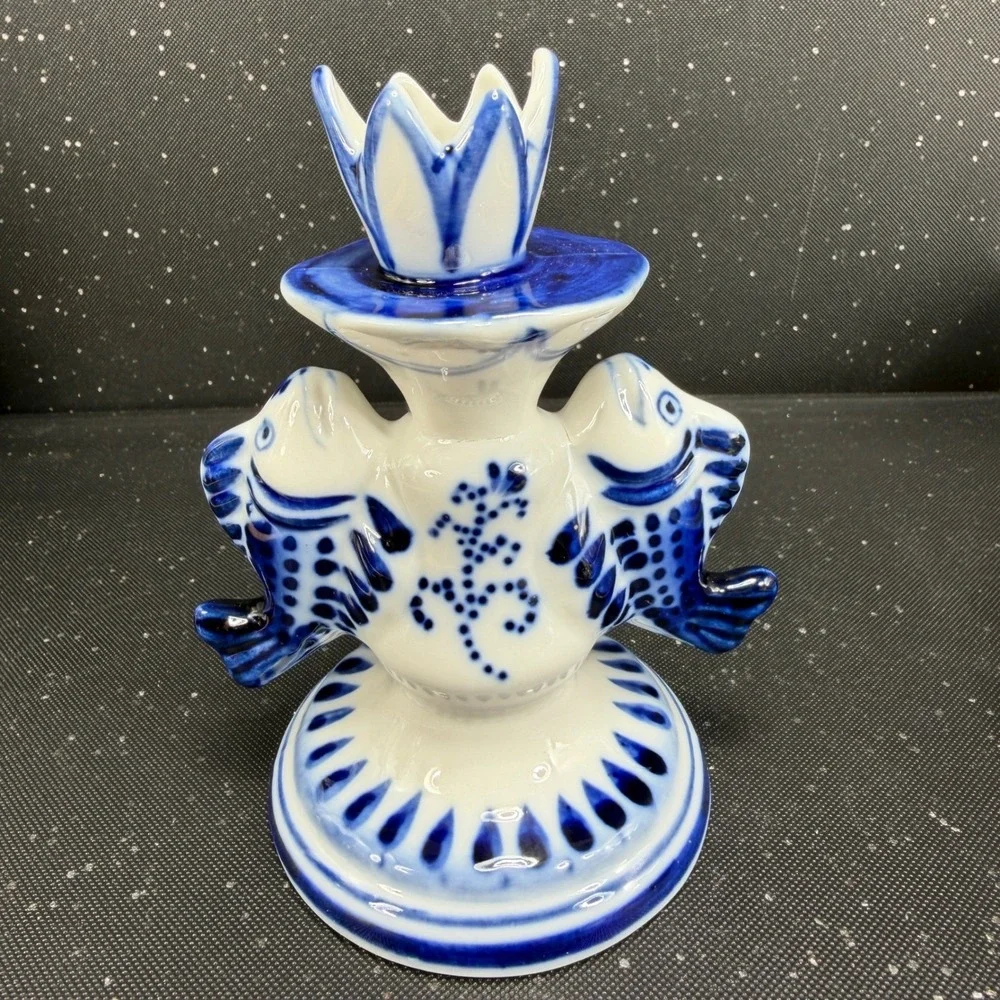 Gzhel porcelain candlestick